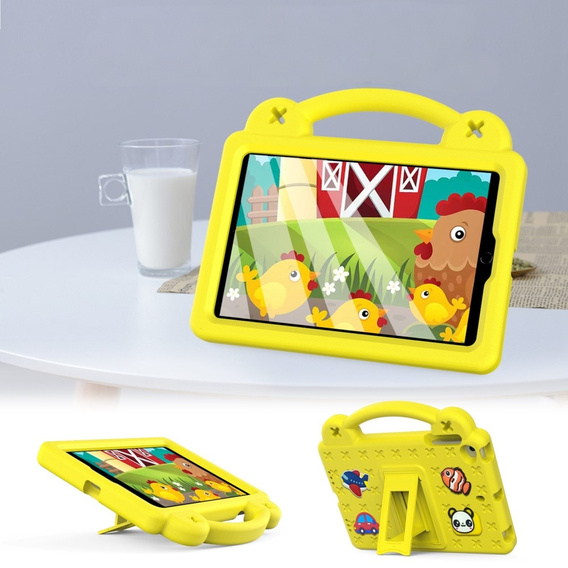 Παιδική θήκη για iPad mini 7.9" 2019/2015/2014/2013/2012 (5/4/3/2/1 gen.), Cute Patterns, με βάση, κίτρινη