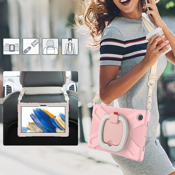 Παιδική θήκη για Samsung Galaxy Tab A8 10.5 SM-X200 SM-X205, θωρακισμένη με λουράκι, μπλε