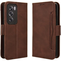 Θήκη με πτερύγιο για Oppo Reno 12 Pro, Card Slot, καφέ