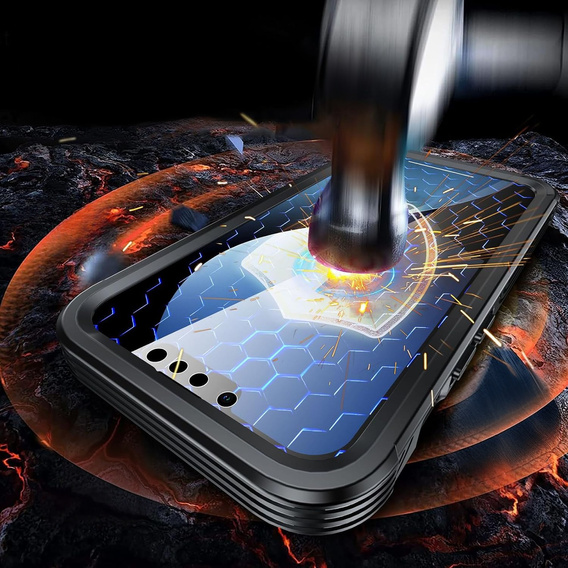 Θήκη για iPhone 16E, Shockproof, με γυαλί, για MagSafe, μαύρη