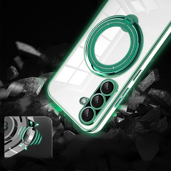 Μαγνητική θήκη για Samsung Galaxy A56, για MagSafe, πράσινη + γυαλί 9H
