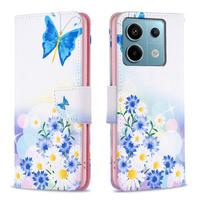 Θήκη με πτερύγιο για Xiaomi Redmi Note 13 Pro 5G, Wallet, Butterfly & Flowers λευκή