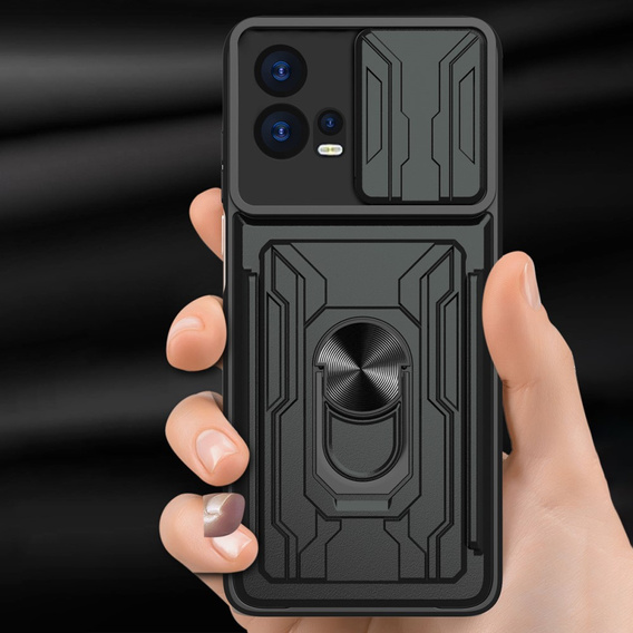 Θωρακισμένη θήκη για Motorola Edge 30 Fusion 5G, Camera Slide Card Slot, μαύρη