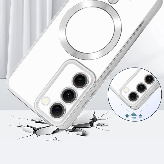 Θήκη για Samsung Galaxy S23, Electro MagSafe, ασημένια + Γυαλί για την οθόνη