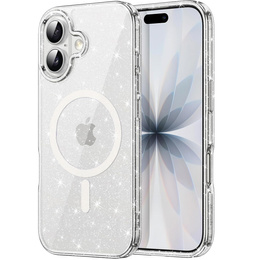Θήκη για iPhone 17, για MagSafe, glitter, διάφανη