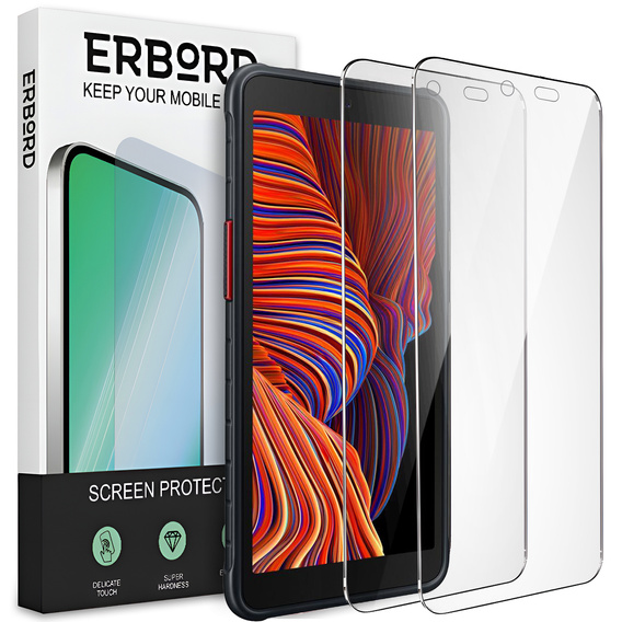 2x Μετριασμένο γυαλί για Samsung Galaxy Xcover 5, ERBORD 9H Hard Glass στην οθόνη