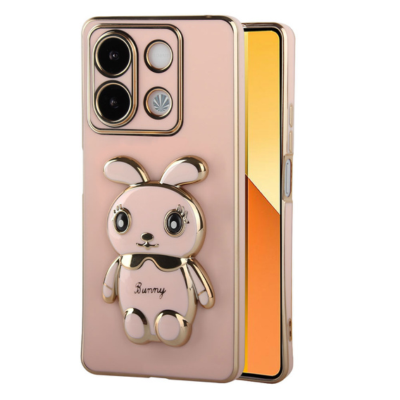 Θήκη για Xiaomi Redmi Note 13 5G, Rabbit, ροζ + μετριασμένο γυαλί 9H