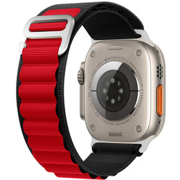 Λουράκι νάιλον για Apple Watch 1/2/3/4/5/6/7/8/SE/ULTRA 42/44/45/49mm, μαύρη / κόκκινη