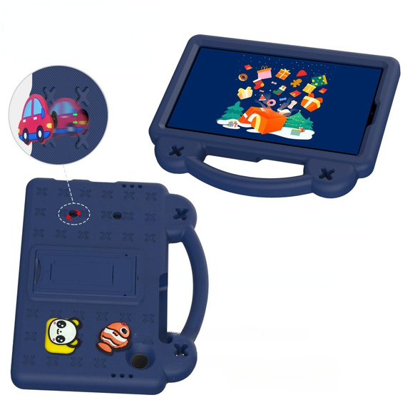 Παιδική θήκη για Samsung Galaxy Tab A9, Cute Patterns, με βάση, σκούρο μπλε