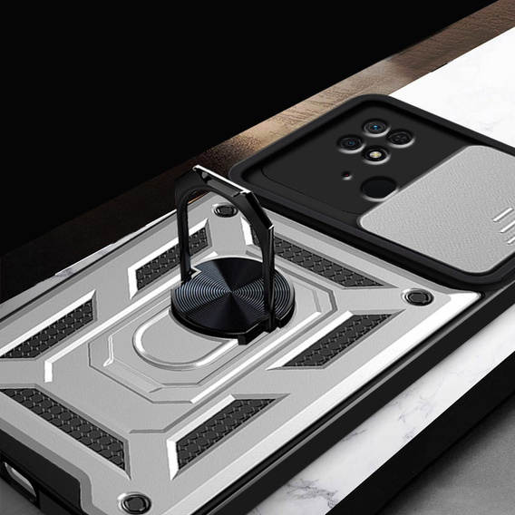 Θήκη για Xiaomi Redmi 10C, CamShield Slide, ασημένιο