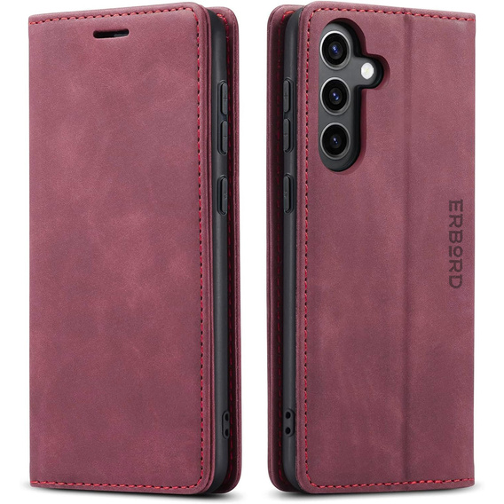 Θήκη για Samsung Galaxy A55, ERBORD Vintage, κόκκινη + Γυαλί για την οθόνη