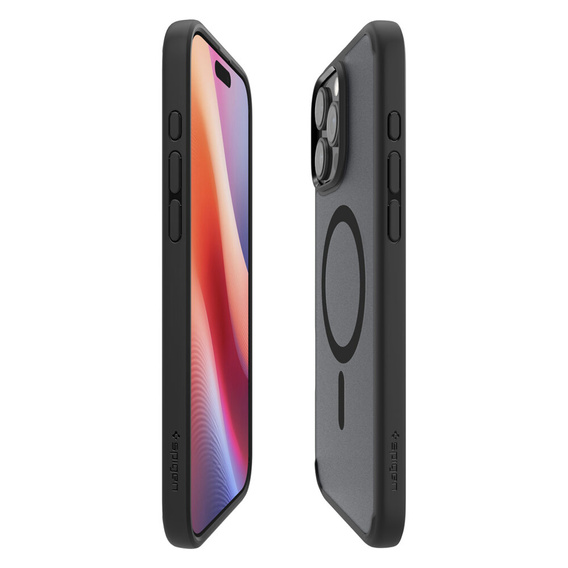 Θήκη MagSafe Spigen για iPhone 16 Pro Max, Ultra Hybrid, διαφανής / μαύρη + Μετριασμένο γυαλί 9H