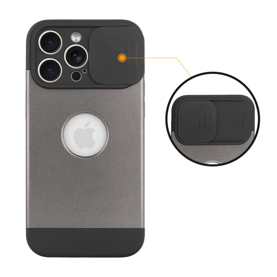 Θήκη για iPhone 15 Pro Max, ERBORD MagProtect Slide Camera, γκρι τιτανίου