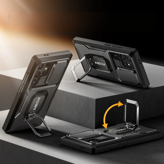Θήκη για Samsung Galaxy S24, Tongate MECH Series με βάση στήριξης, μαύρη