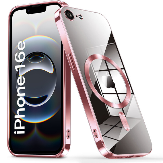 Θήκη για iPhone 16E, Electro MagSafe, ροζ + Γυαλί για την οθόνη