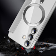 Θήκη με πτερύγιο για Samsung Galaxy S24, RFID Wallet MagSafe CamShield, ασημένια