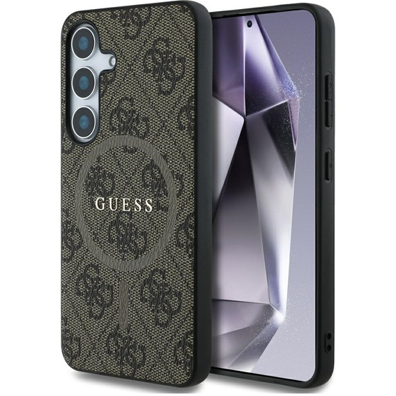 GUESS Θήκη για Samsung Galaxy S25, 4G Ring Classic Logo, καφέ