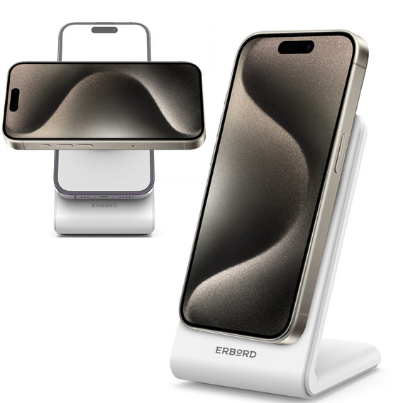 ασύρματος επαγωγικός φορτιστής ERBORD, 15W, λευκό