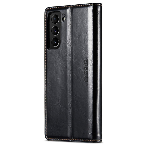 Θήκη με πτερύγιο για Samsung Galaxy S23, ERBORD Waxy Wallet, μαύρη