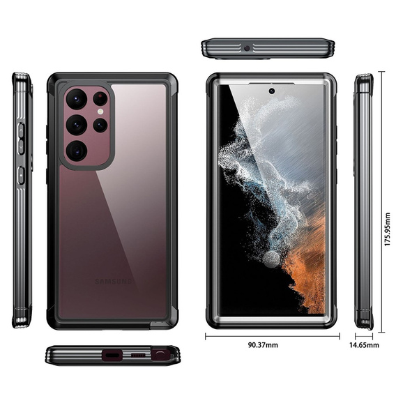 Θήκη για Samsung Galaxy S22 Ultra, Shockproof, με μεμβράνη, μαύρη
