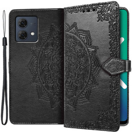 Θήκη με πτερύγιο για Motorola Moto G84, Mandala, μαύρη