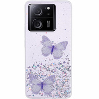 Θήκη για Xiaomi 13T / 13T Pro / Redmi K60 Ultra, Glitter Butterfly, μωβ