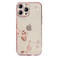 Θήκη για iPhone 15 Pro Max, Glitter Flower, ροζ rose gold