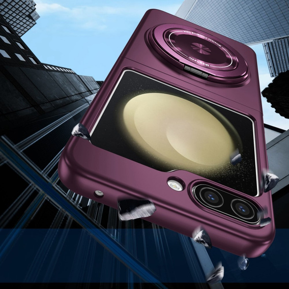 Θήκη GKK για Galaxy Z Flip 5 5G, Γωνίες Dropproof MagSafe, διαφανές / μωβ