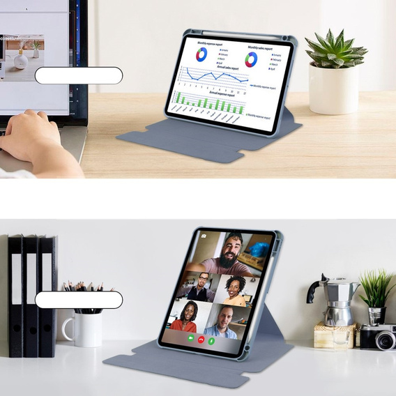 Θήκη πληκτρολογίου για iPad Pro 11" 2024 (5 gen.), Rotary 360° Leather, μωβ