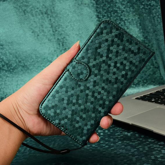 θήκη πτερύγιο για Oppo Reno 12FS / 12F, Wallet Rhombus, πράσινη