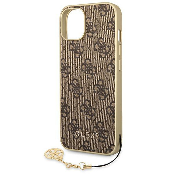 GUESS Θήκη για iPhone 14, 4G Charms Collection Hardcase, καφέ