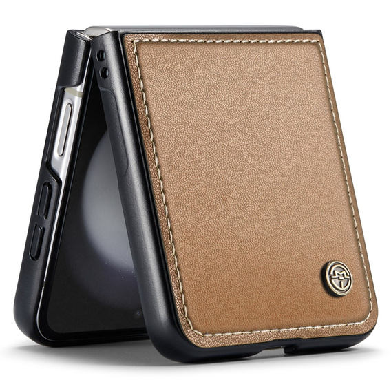 Θήκη για Samsung Galaxy Z Flip7 FE / Z Flip6, CASEME Litchi Leather, καφέ