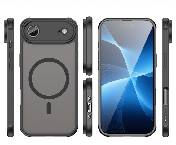 Ματ θήκη για iPhone Air, για MagSafe, με προστασία κάμερας, μαύρο ματ
