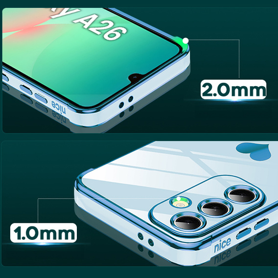 Η θήκη για το Samsung Galaxy A26, Electro heart, μπλε + γυαλί 9H