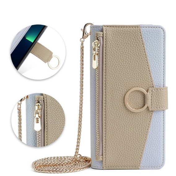 θήκη Wallet Zipper Pocket flip για το Motorola Moto G54 5G, Wallet Zipper Pocket, με καθρέφτη, μπλε