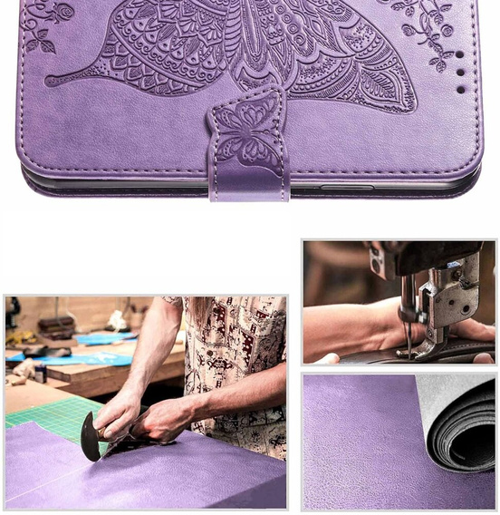 Θήκη με πτερύγιο για Motorola Edge 50 Fusion 5G, Butterfly, μωβ