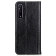 Θήκη για Sony Xperia 1 V, Wallet Litchi Leather, μαύρη