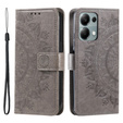 Θήκη με πτερύγιο για Xiaomi Redmi Note 13 Pro 4G / Xiaomi Redmi Note 14S / Xiaomi Poco M6 Pro 4G, Mandala, γκρι