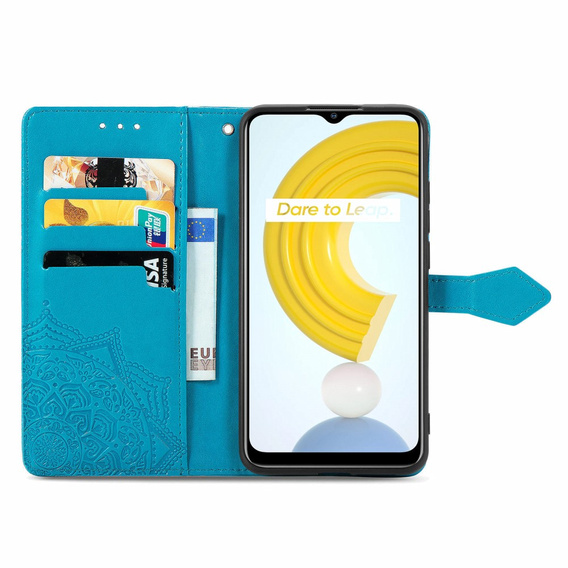 Θήκη με πτερύγιο για Realme C21, Mandala, μπλε