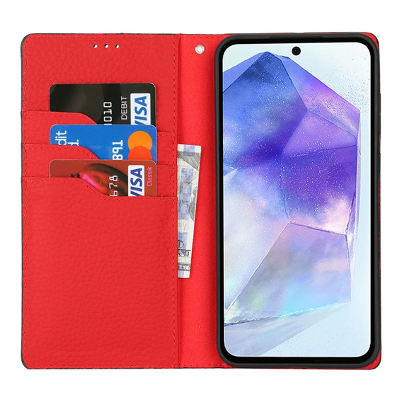 Θήκη με πτερύγιο για Samsung Galaxy S25, Litchi Skin Grain, μαύρη