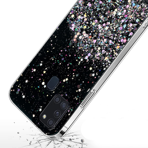 Θήκη για Samsung Galaxy A21S, Glittery, μαύρη