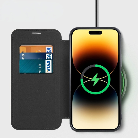 Θήκη με πτερύγιο για iPhone 14 Pro, RFID Wallet MagSafe CamShield, μαύρη