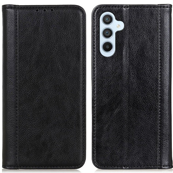 Θήκη για Samsung Galaxy S24, Wallet Litchi Leather, μαύρη