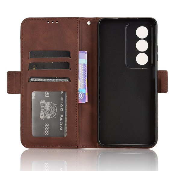 Θήκη με πτερύγιο για Oppo A80, Card Slot, καφέ