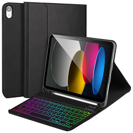 Θήκη με φωτιζόμενο πληκτρολόγιο bluetooth για iPad 10.9 2022 (10 gen.), μαύρο