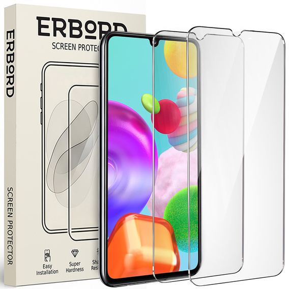 2x Μετριασμένο γυαλί για Samsung Galaxy A41, ERBORD 9H Hard Glass στην οθόνη
