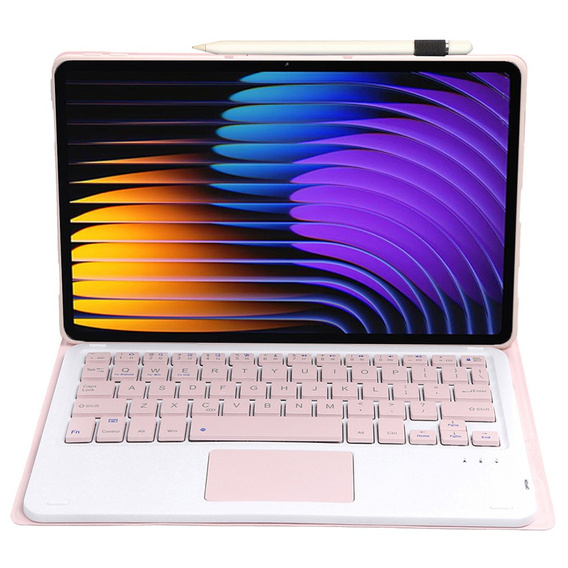 Θήκη πληκτρολογίου για Xiaomi Pad 7 / 7 Pro, TouchPad, ροζ