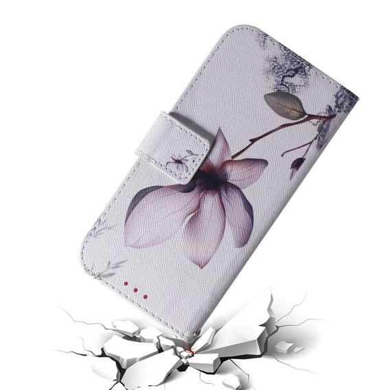 Θήκη με πτερύγιο για Oppo A17, Wallet, kwiat, λευκή