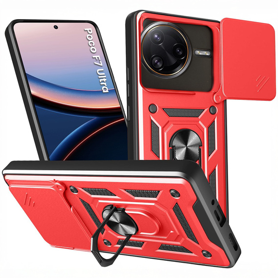 Θήκη για Xiaomi Poco F7 Pro, CamShield Slide, κόκκινη
