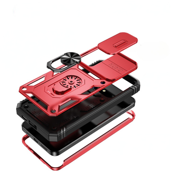 Θήκη για Samsung Galaxy S24+ Plus, CamShield Slide, κόκκινη / μαύρη